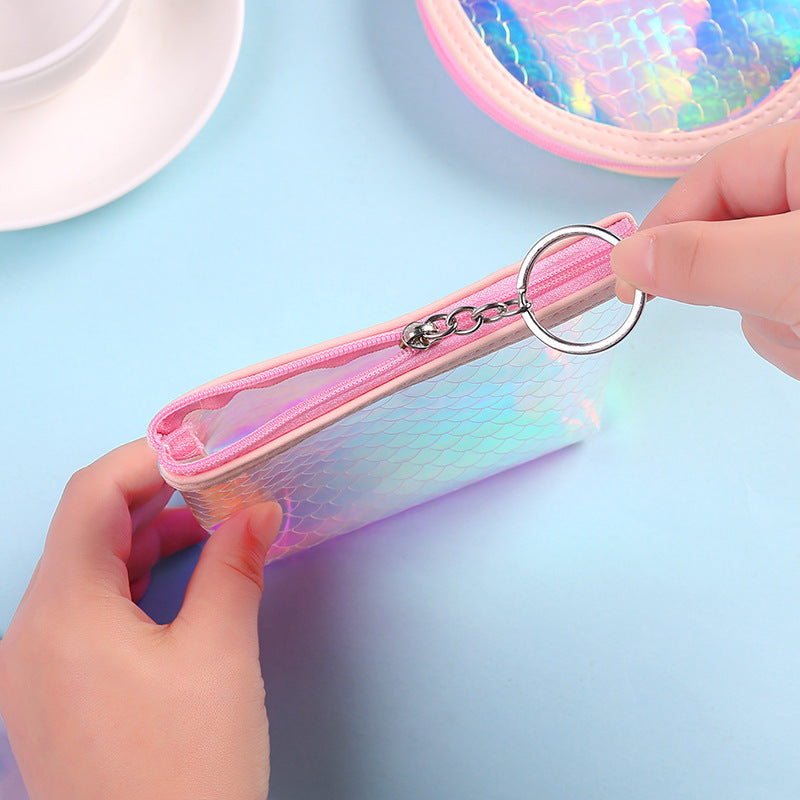 Wholesale PU Laser Fish Scale Pattern Colorful Coin Purse Keychain